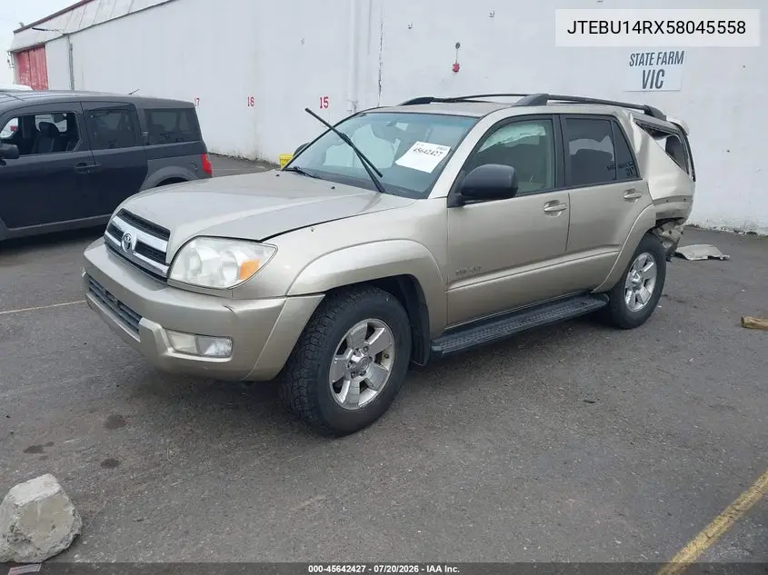2005 Toyota 4Runner Sr5 V6 VIN: JTEBU14RX58045558 Lot: 45642427