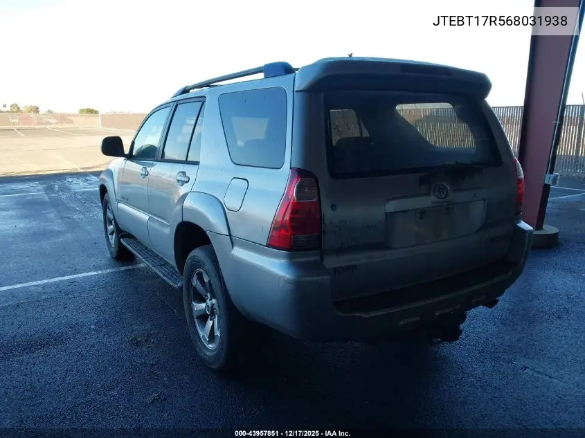JTEBT17R568031938 2006 Toyota 4Runner Limited V8