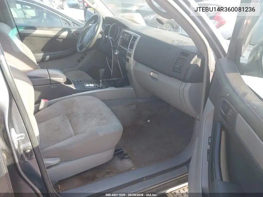 2006 Toyota 4Runner Sr5 V6 VIN: JTEBU14R360081236 Lot: 45211520