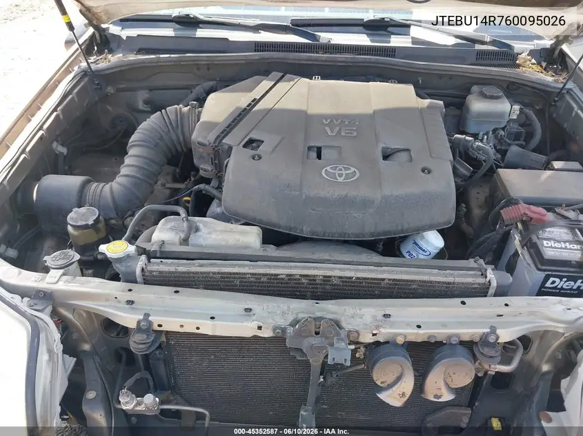 2006 Toyota 4Runner Sr5 VIN: JTEBU14R760095026 Lot: 45352587