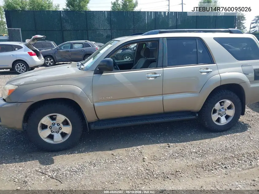 2006 Toyota 4Runner Sr5 VIN: JTEBU14R760095026 Lot: 45352587