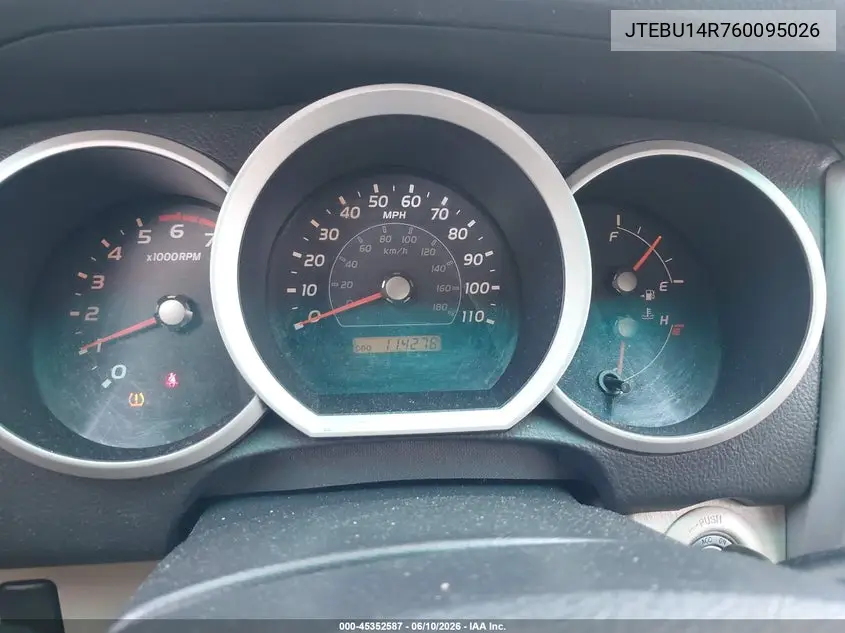2006 Toyota 4Runner Sr5 VIN: JTEBU14R760095026 Lot: 45352587