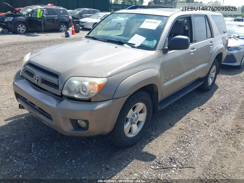 2006 Toyota 4Runner Sr5 VIN: JTEBU14R760095026 Lot: 45352587