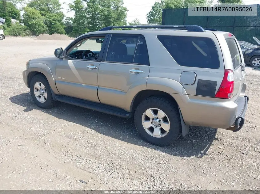 2006 Toyota 4Runner Sr5 VIN: JTEBU14R760095026 Lot: 45352587