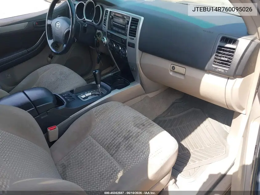 2006 Toyota 4Runner Sr5 VIN: JTEBU14R760095026 Lot: 45352587