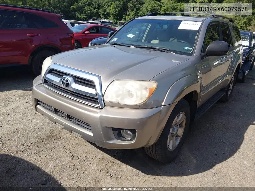 2006 Toyota 4Runner Sr5 V6 VIN: JTEBU14RX60079578 Lot: 45549235