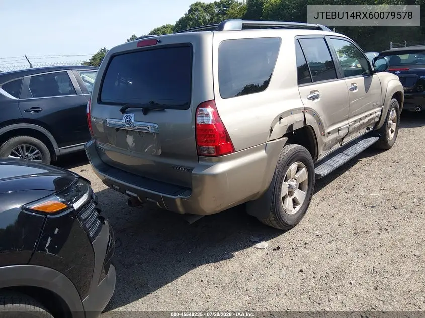 2006 Toyota 4Runner Sr5 V6 VIN: JTEBU14RX60079578 Lot: 45549235