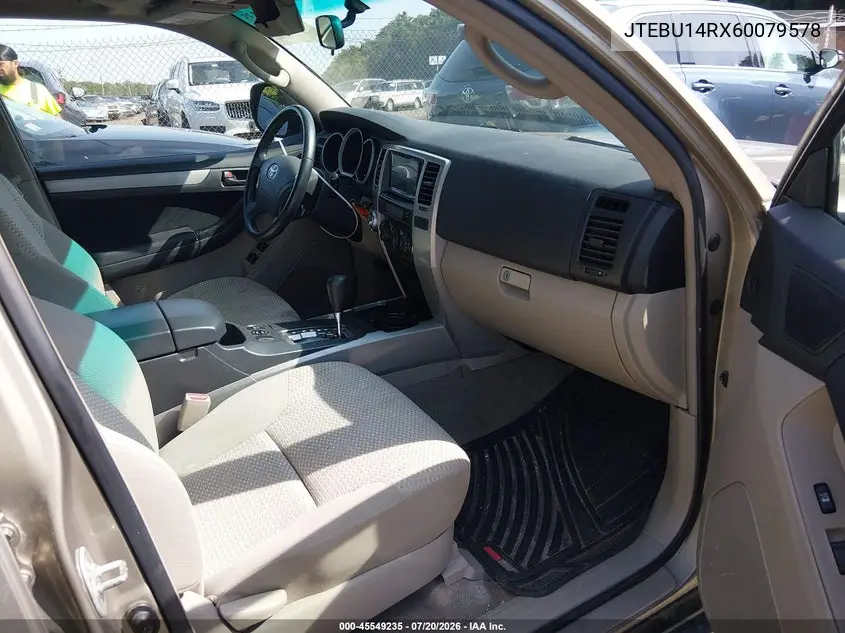 2006 Toyota 4Runner Sr5 V6 VIN: JTEBU14RX60079578 Lot: 45549235