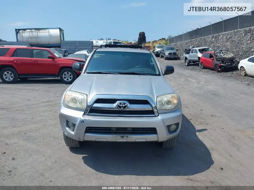 2006 Toyota 4Runner Sr5 Sport V6/Sr5 V6 VIN: JTEBU14R368057567 Lot: 45667255