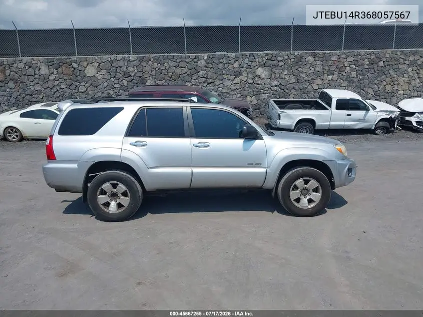 2006 Toyota 4Runner Sr5 Sport V6/Sr5 V6 VIN: JTEBU14R368057567 Lot: 45667255