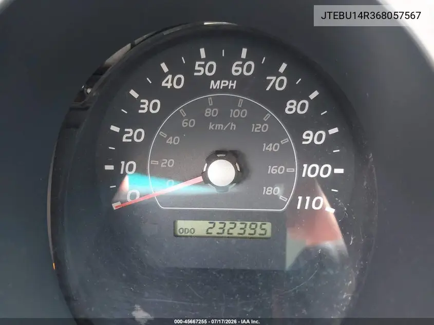 2006 Toyota 4Runner Sr5 Sport V6/Sr5 V6 VIN: JTEBU14R368057567 Lot: 45667255