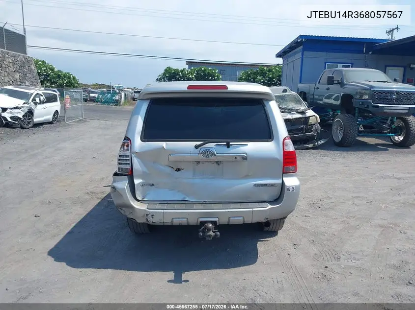 2006 Toyota 4Runner Sr5 Sport V6/Sr5 V6 VIN: JTEBU14R368057567 Lot: 45667255