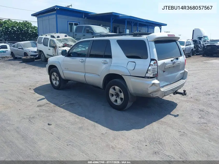 2006 Toyota 4Runner Sr5 Sport V6/Sr5 V6 VIN: JTEBU14R368057567 Lot: 45667255