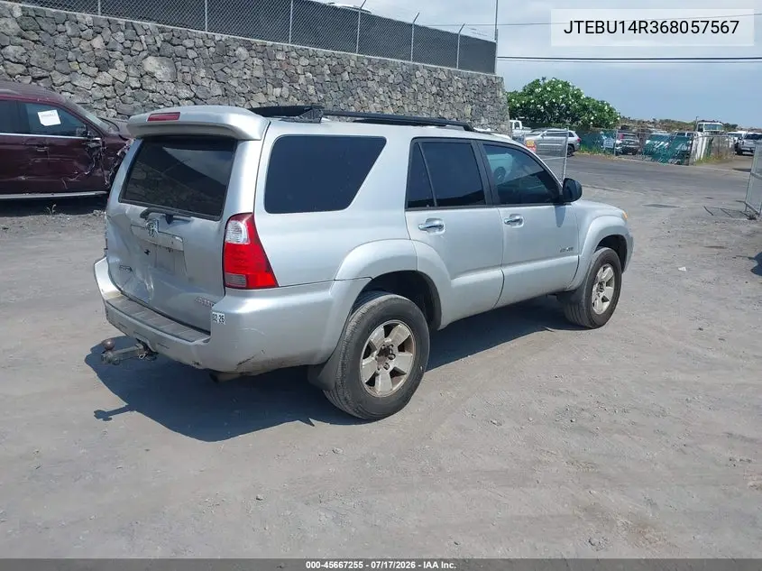 2006 Toyota 4Runner Sr5 Sport V6/Sr5 V6 VIN: JTEBU14R368057567 Lot: 45667255
