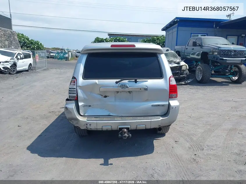 2006 Toyota 4Runner Sr5 Sport V6/Sr5 V6 VIN: JTEBU14R368057567 Lot: 45667255