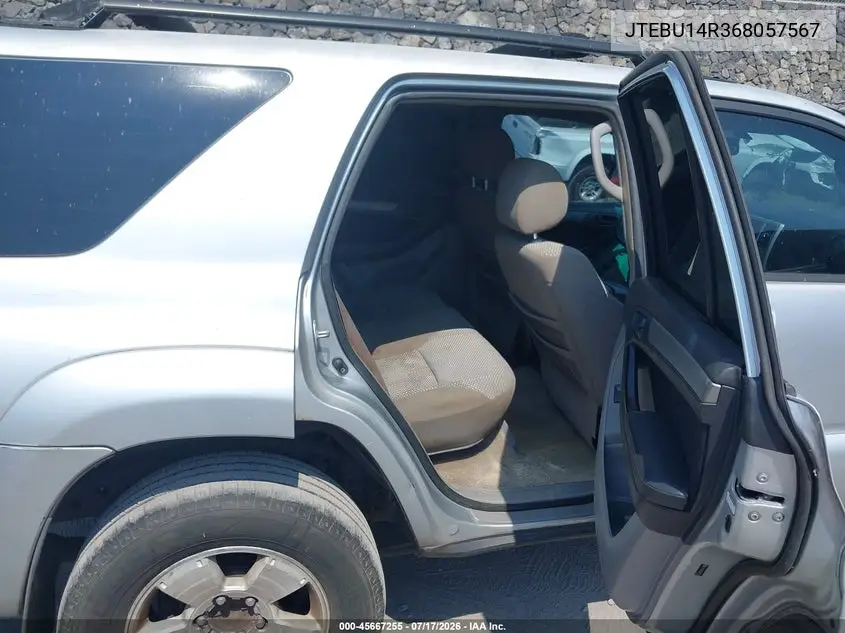 2006 Toyota 4Runner Sr5 Sport V6/Sr5 V6 VIN: JTEBU14R368057567 Lot: 45667255