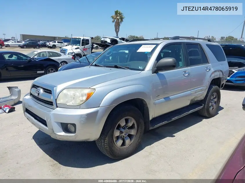 2007 Toyota 4Runner Sr5 VIN: JTEZU14R478065919 Lot: 45666466