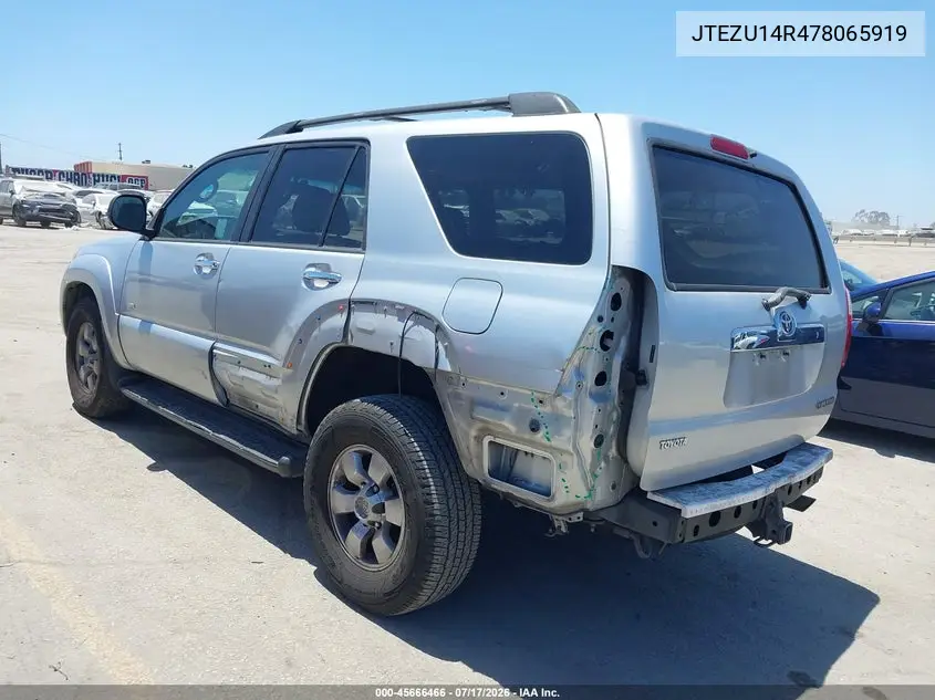 2007 Toyota 4Runner Sr5 VIN: JTEZU14R478065919 Lot: 45666466