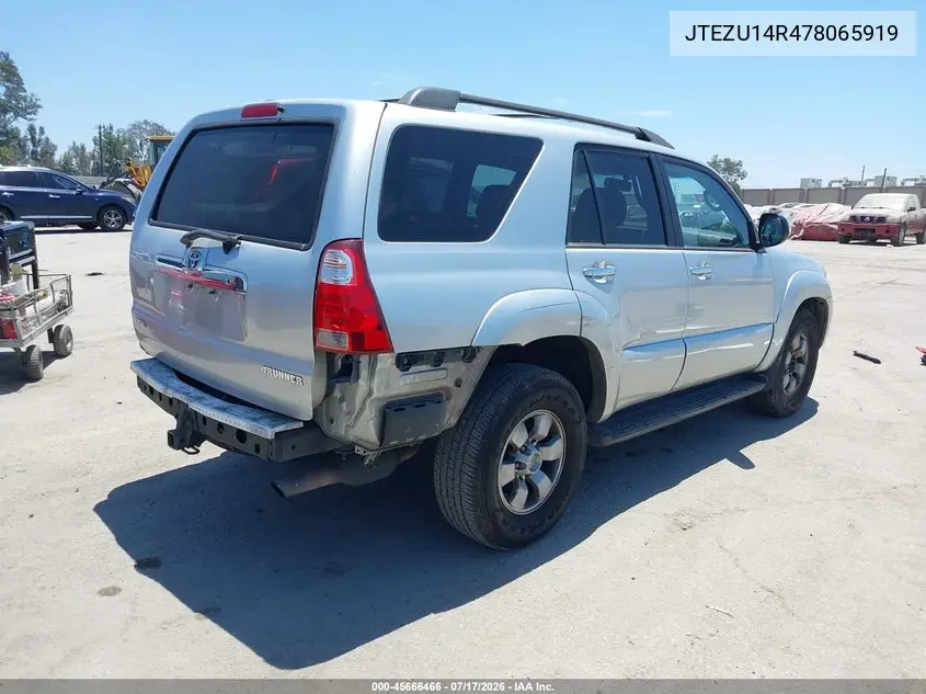 2007 Toyota 4Runner Sr5 VIN: JTEZU14R478065919 Lot: 45666466