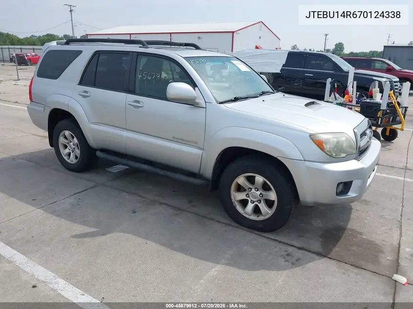 2007 Toyota 4Runner Sr5 Sport VIN: JTEBU14R670124338 Lot: 45679912