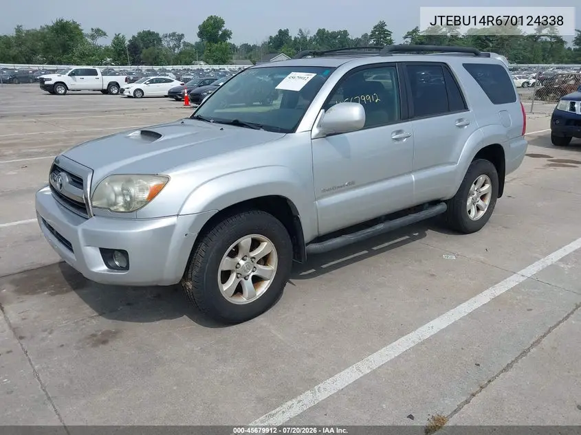 2007 Toyota 4Runner Sr5 Sport VIN: JTEBU14R670124338 Lot: 45679912