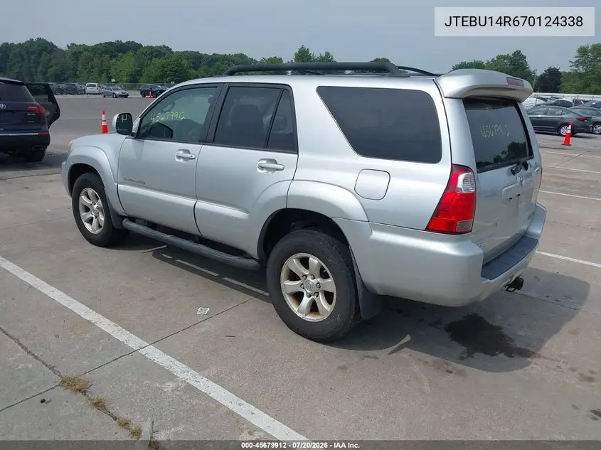2007 Toyota 4Runner Sr5 Sport VIN: JTEBU14R670124338 Lot: 45679912