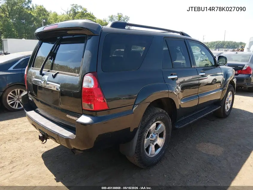 2008 Toyota 4Runner Sr5 V6 VIN: JTEBU14R78K027090 Lot: 45138869