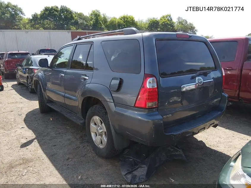 2008 Toyota 4Runner Sr5 V6 VIN: JTEBU14R78K021774 Lot: 45611712