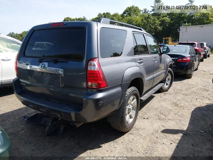 2008 Toyota 4Runner Sr5 V6 VIN: JTEBU14R78K021774 Lot: 45611712