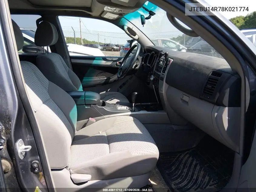 2008 Toyota 4Runner Sr5 V6 VIN: JTEBU14R78K021774 Lot: 45611712
