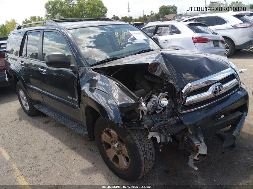 2008 Toyota 4Runner Sr5 V6 VIN: JTEBU14RX8K010820 Lot: 45666493