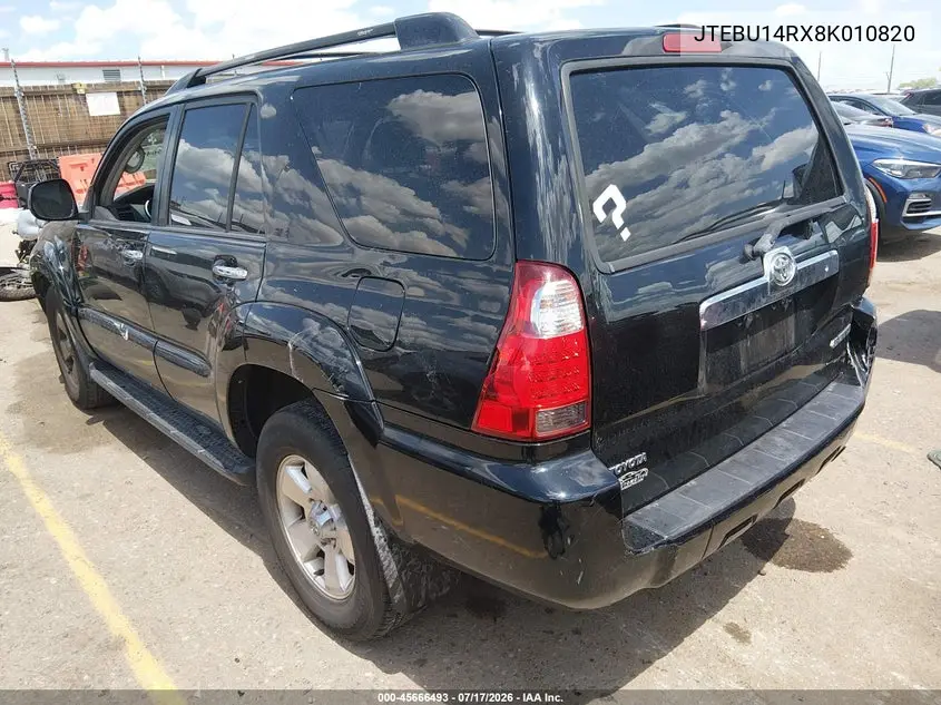 2008 Toyota 4Runner Sr5 V6 VIN: JTEBU14RX8K010820 Lot: 45666493