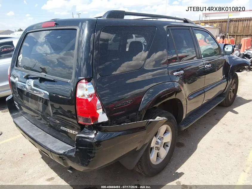 2008 Toyota 4Runner Sr5 V6 VIN: JTEBU14RX8K010820 Lot: 45666493