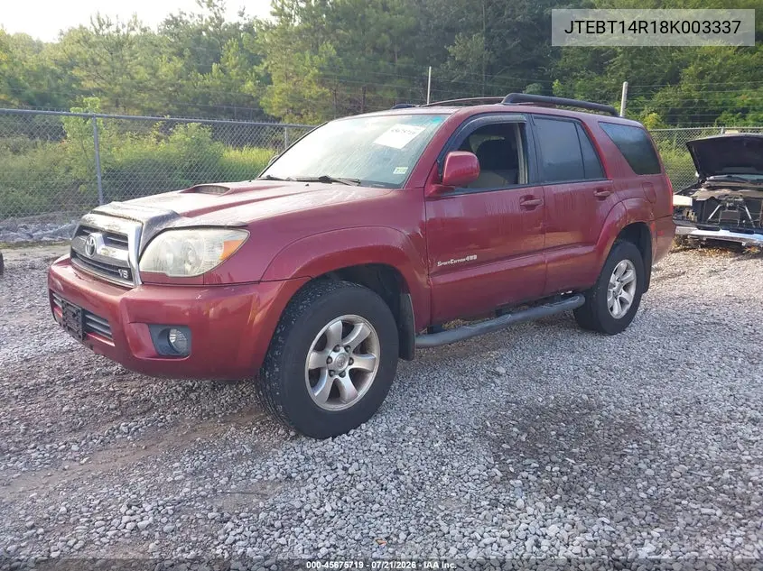 2008 Toyota 4Runner Sport V8 VIN: JTEBT14R18K003337 Lot: 45675719