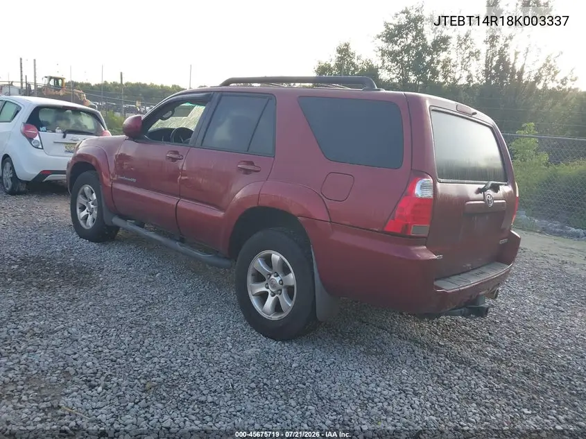 2008 Toyota 4Runner Sport V8 VIN: JTEBT14R18K003337 Lot: 45675719