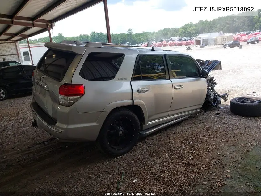 2011 Toyota 4Runner Limited V6 VIN: JTEZU5JRXB5018092 Lot: 45664213