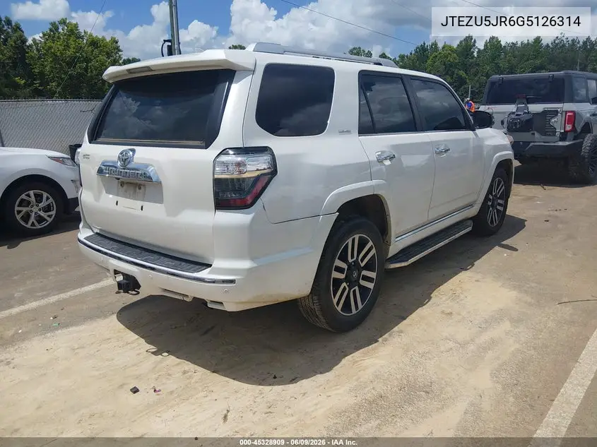 2016 Toyota 4Runner Limited VIN: JTEZU5JR6G5126314 Lot: 45328909