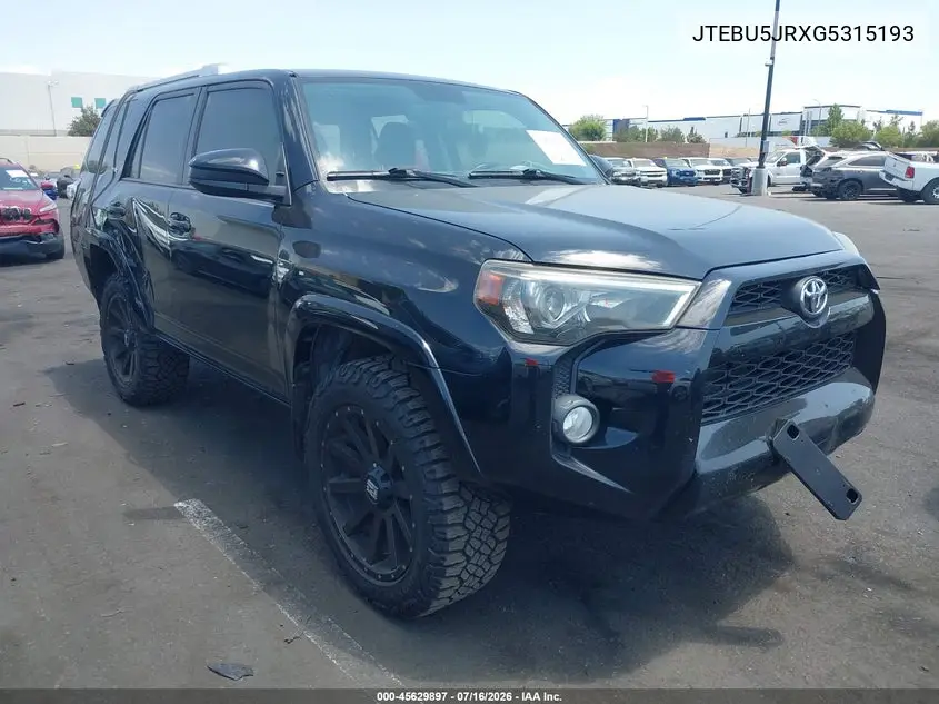 2016 Toyota 4Runner Sr5 VIN: JTEBU5JRXG5315193 Lot: 45629897