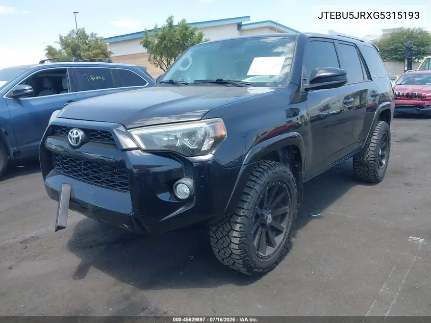 2016 Toyota 4Runner Sr5 VIN: JTEBU5JRXG5315193 Lot: 45629897