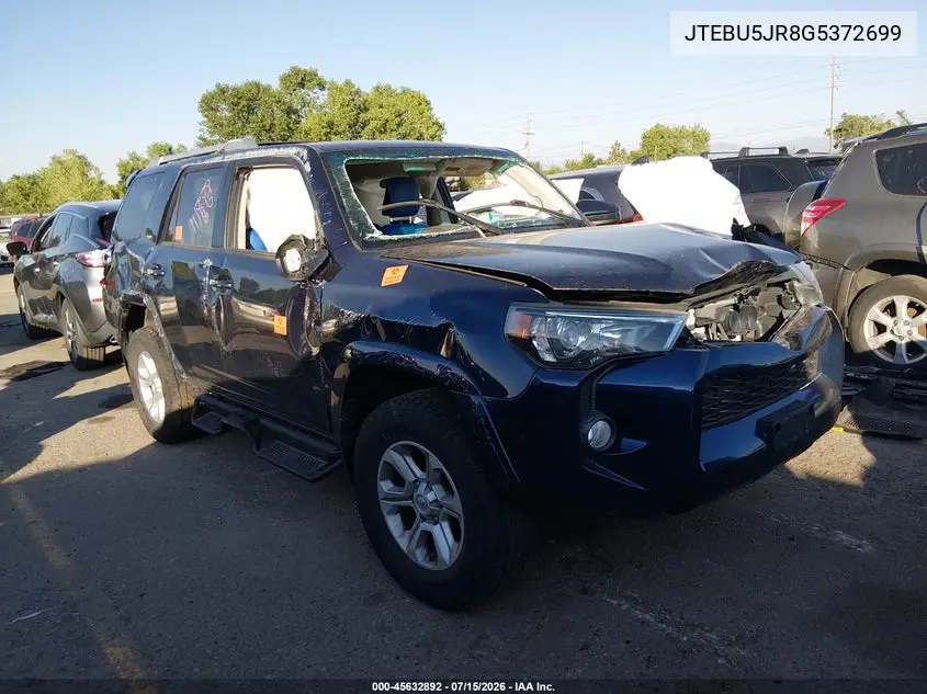 2016 Toyota 4Runner Sr5 VIN: JTEBU5JR8G5372699 Lot: 45632892