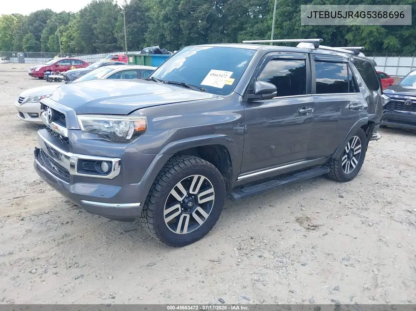 2016 Toyota 4Runner Limited VIN: JTEBU5JR4G5368696 Lot: 45663472