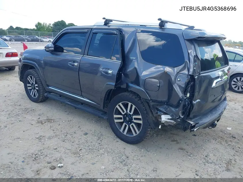 2016 Toyota 4Runner Limited VIN: JTEBU5JR4G5368696 Lot: 45663472