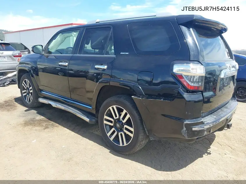 2017 Toyota 4Runner Limited VIN: JTEBU5JR7H5424115 Lot: 45450775