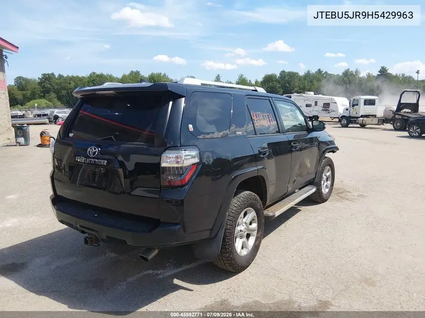 2017 Toyota 4Runner Sr5 Premium VIN: JTEBU5JR9H5429963 Lot: 45592771