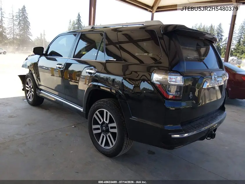 2017 Toyota 4Runner Limited VIN: JTEBU5JR2H5480379 Lot: 45633489