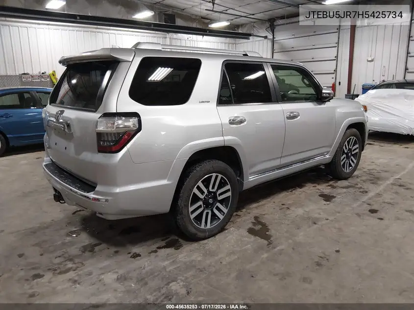 2017 Toyota 4Runner Limited VIN: JTEBU5JR7H5425734 Lot: 45635253