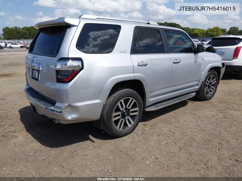 2017 Toyota 4Runner Limited VIN: JTEBU5JR7H5416015 Lot: 45651364