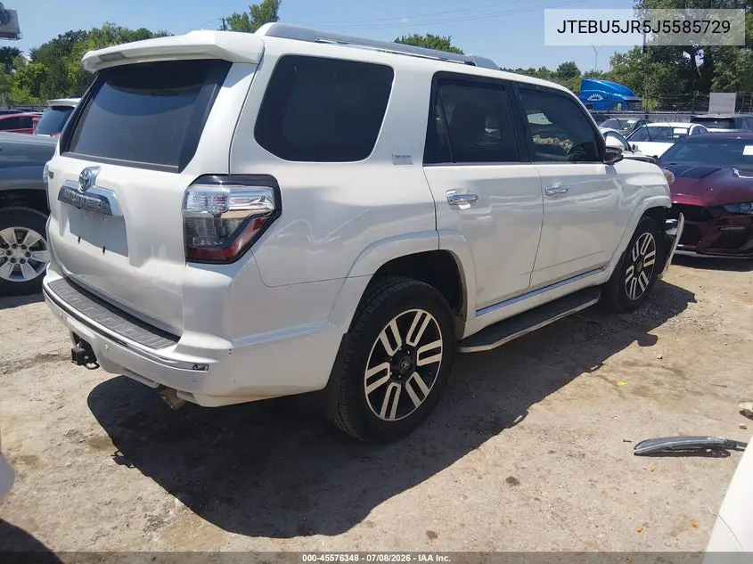 2018 Toyota 4Runner Limited VIN: JTEBU5JR5J5585729 Lot: 45576348