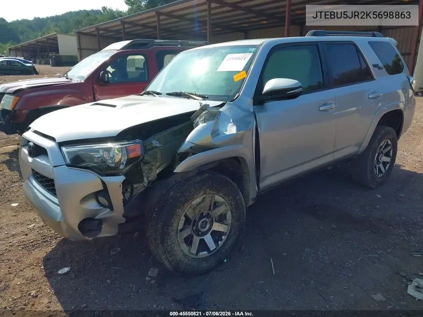 2019 Toyota 4Runner Trd Off Road Premium VIN: JTEBU5JR2K5698863 Lot: 45550821