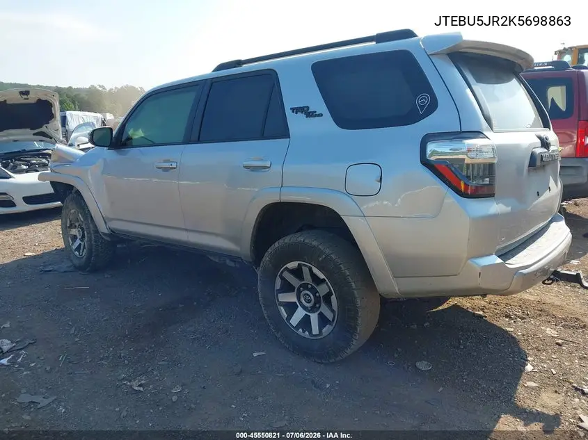 2019 Toyota 4Runner Trd Off Road Premium VIN: JTEBU5JR2K5698863 Lot: 45550821
